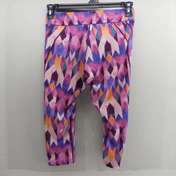 Reebok Womens Mid Rise Athletic Capri Yoga Compression Geometric Pants Medium - Picture 3 of 8